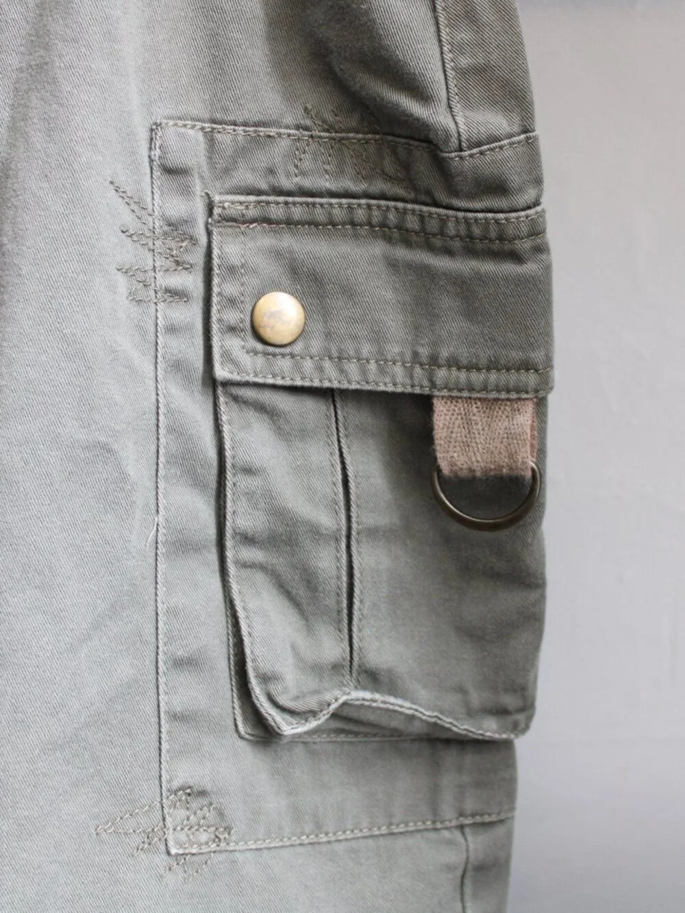 Vintage Y2K Fashion Bug Military Green Cargo Grunge Mini Skirt Size 16